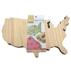 Hand Made Modern Wooden Plaque Of The United States New